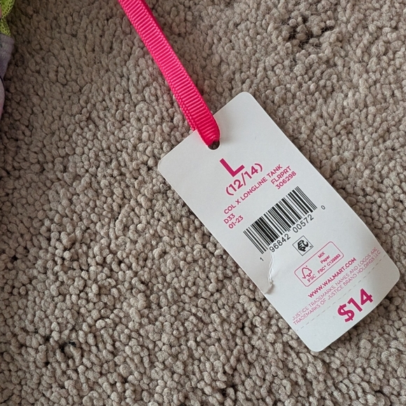 Justice girls tank top bright green with multi-colored flower design new w/tag - Picture 4 of 4